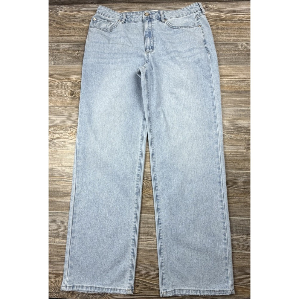 Seven7 Womens Loose Straight Leg Jeans Light Wash Stretch High Rise 10 (34x30.5)